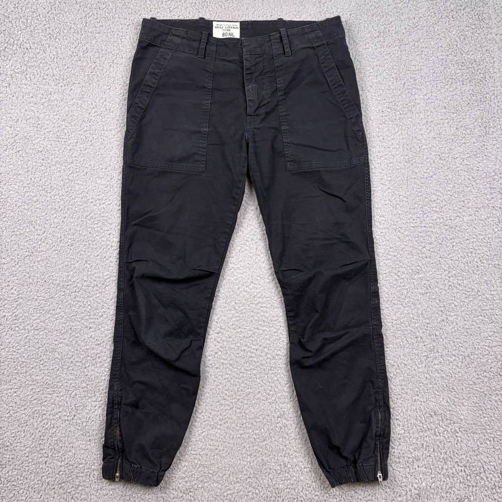 Nili Lotan Pants Womens 2 Black Cropped Military Tapered Patch Pocket New York
